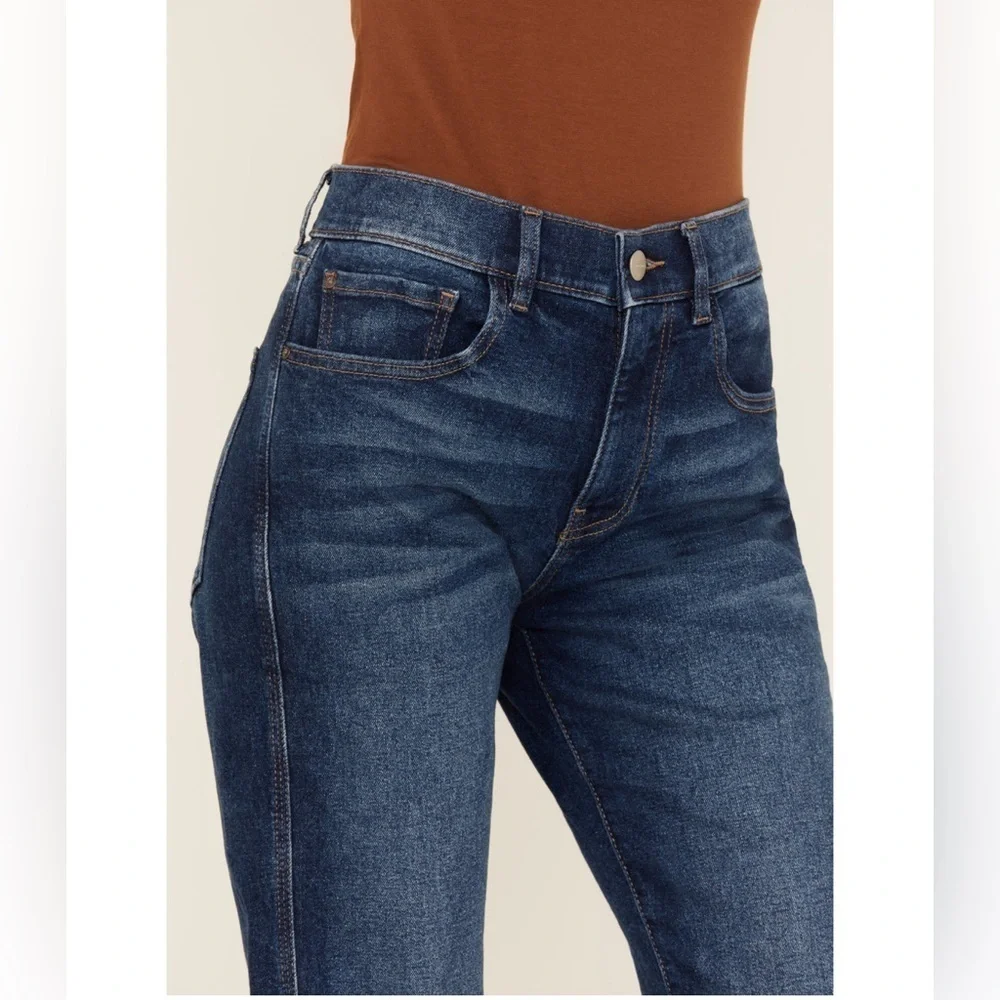 Wrap‎ Weft Womens High Rise Straight Leg Stretch Jeans Dark Wash Size 6 28